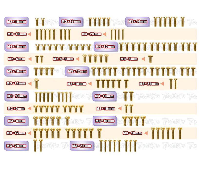 Screw Set for HB Racing D8WS - Gold