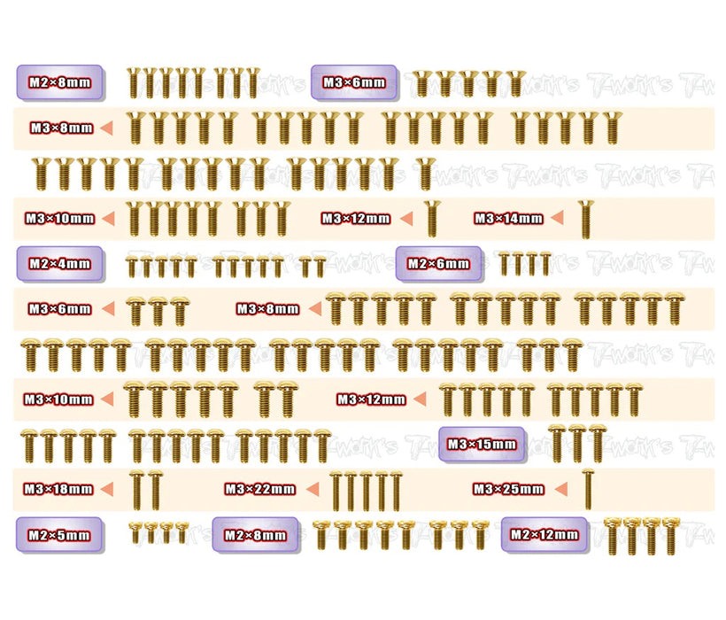 Screw Set for Yokomo MO1.0 - Gold