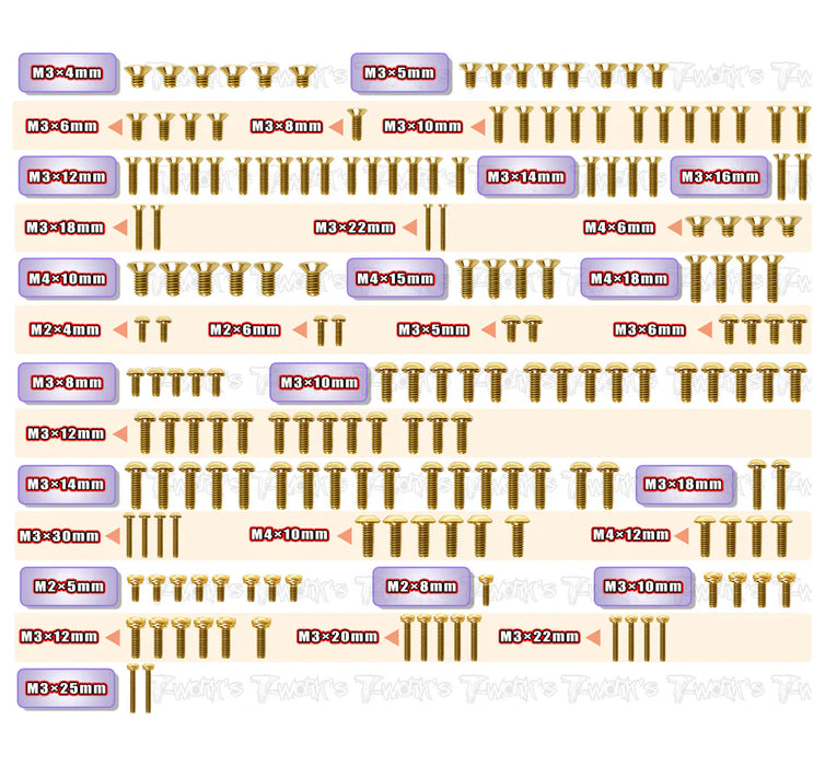 Screw Set for Kyosho MP11 - Gold