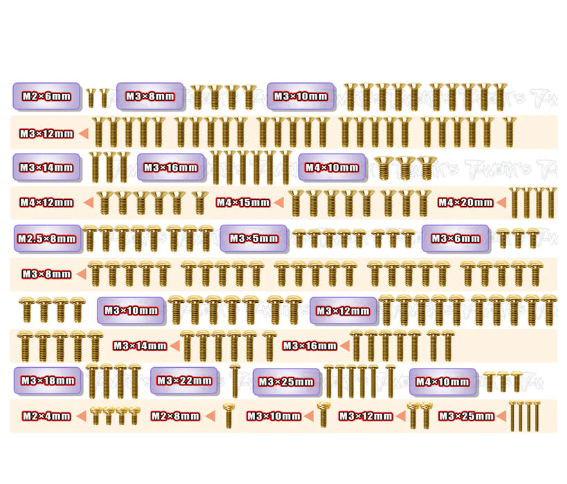 Gold Plated Steel Screw Set for Mugen MBX8REco