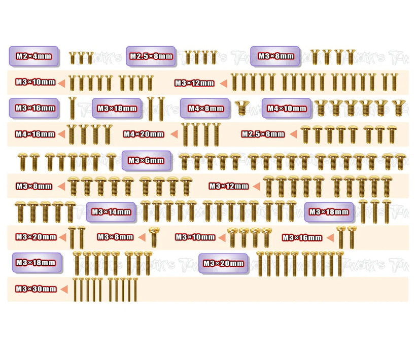 Gold Plated Steel Screw Set for WIRC SBX2 - 165pcs