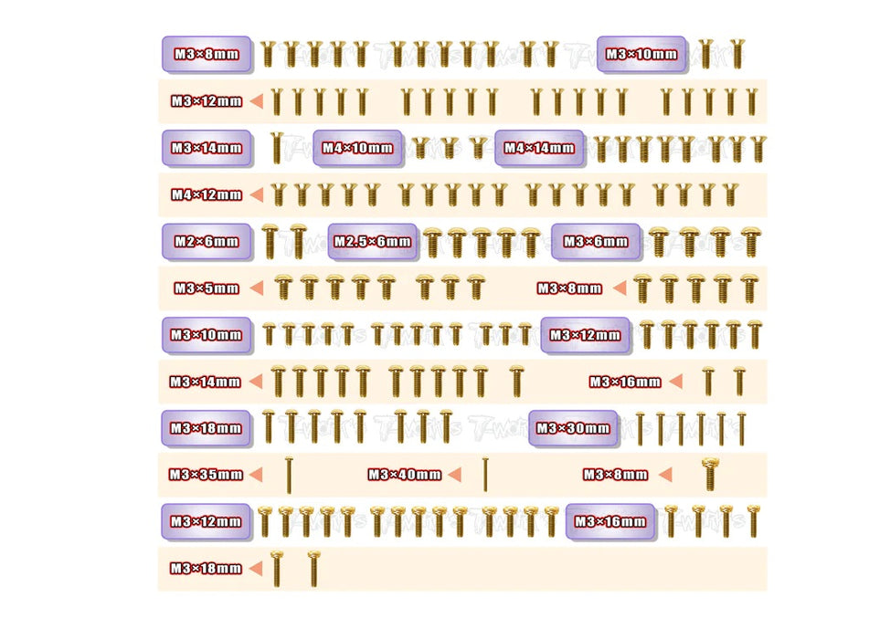 Screw Set for Xray XB8 2023 - Gold