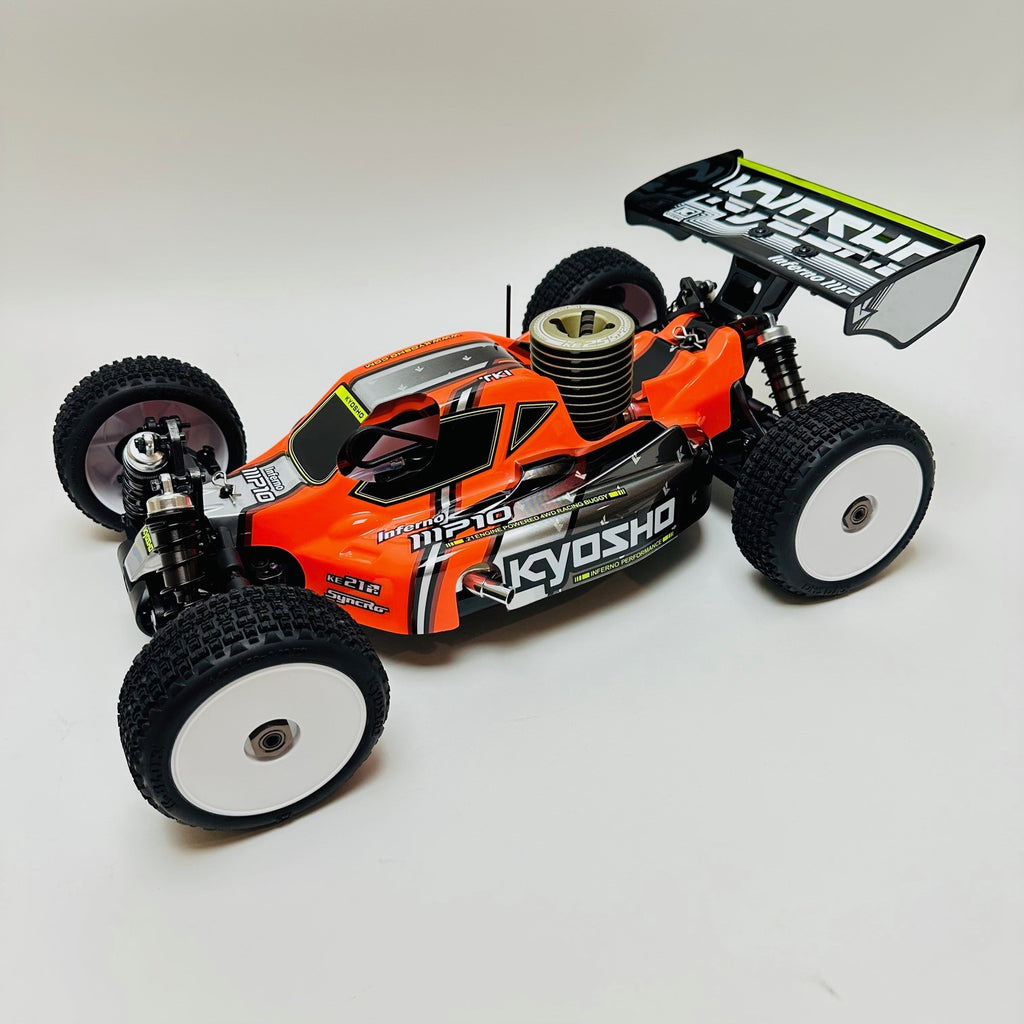 1/8 Scale Buggy Tires On White Dish Wheels - Pre-Mounted K-BLOX Tires For Inferno MP9 V2 & Similar RC Cars - View #9
