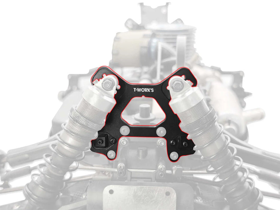 Black Hard Coated Alu Front Shock Tower with Removable Spacer Insert Stand