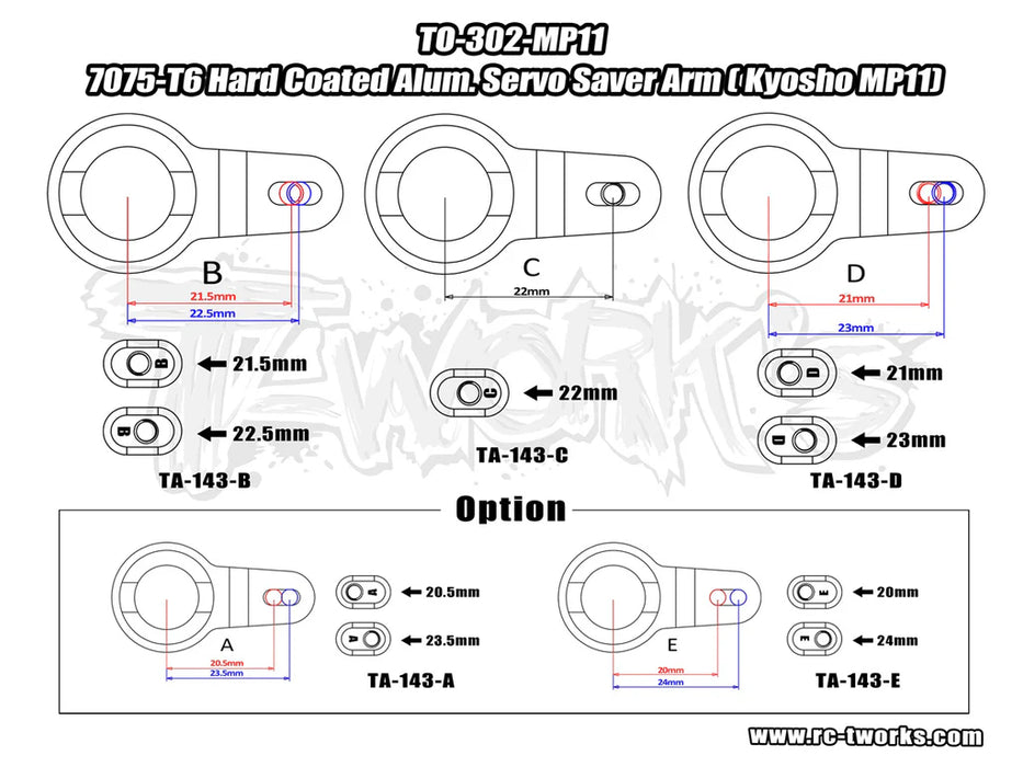 Hard Coated Alu Servo Saver Arm for Kyosho MP11