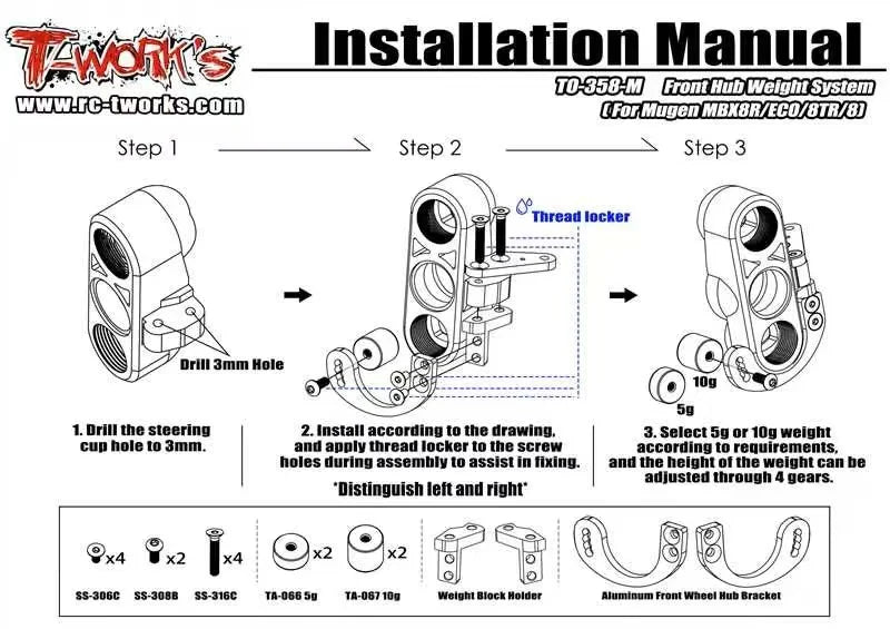 Front Hub Weight System for Mugen MBX8R