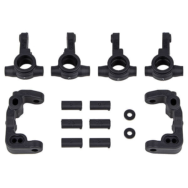 RC10B6.4 -1mm Scrub Caster and Steering Blocks, Carbon