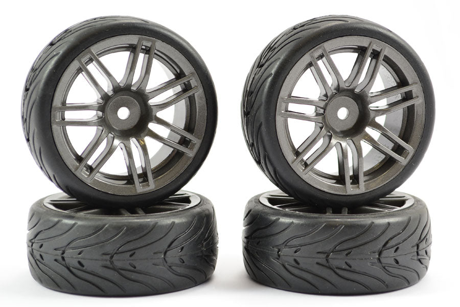 Fastrax FAST0078GM 1/10th Street/Rally Tyres 14SP Gun Metal Wheels ...
