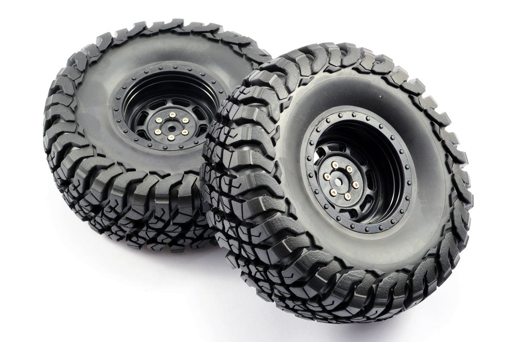 Mauler 2.2" A/T Tyres Pre-glued Black Wheels - 1pr