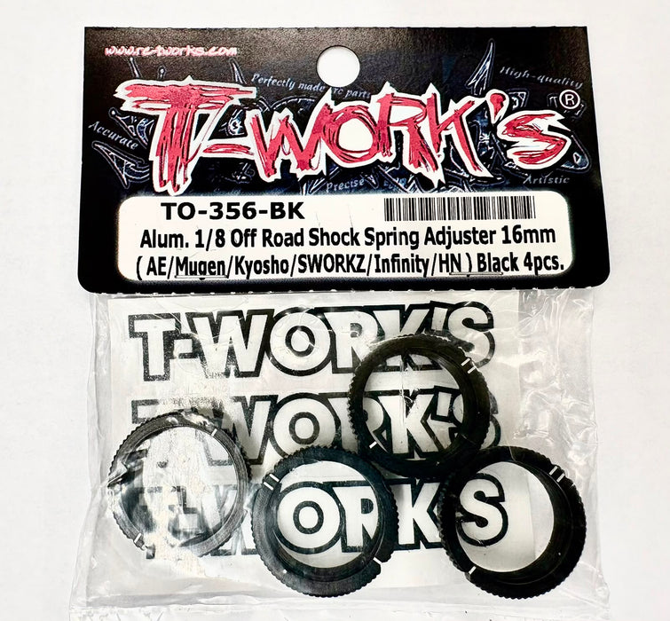 Alu 1/8th  Off Road Shock Spring Adjuster 16mm - Black