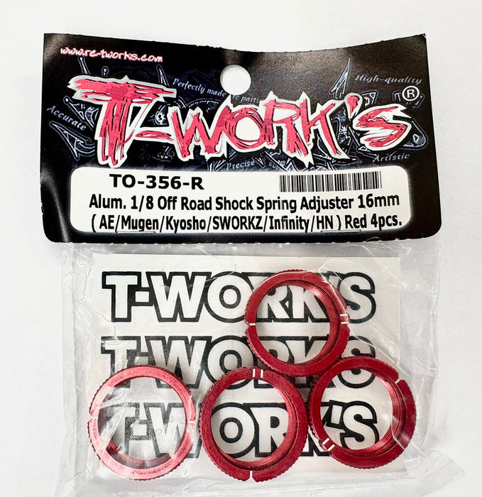 Alu 1/8th  Off Road Shock Spring Adjuster 16mm - Red