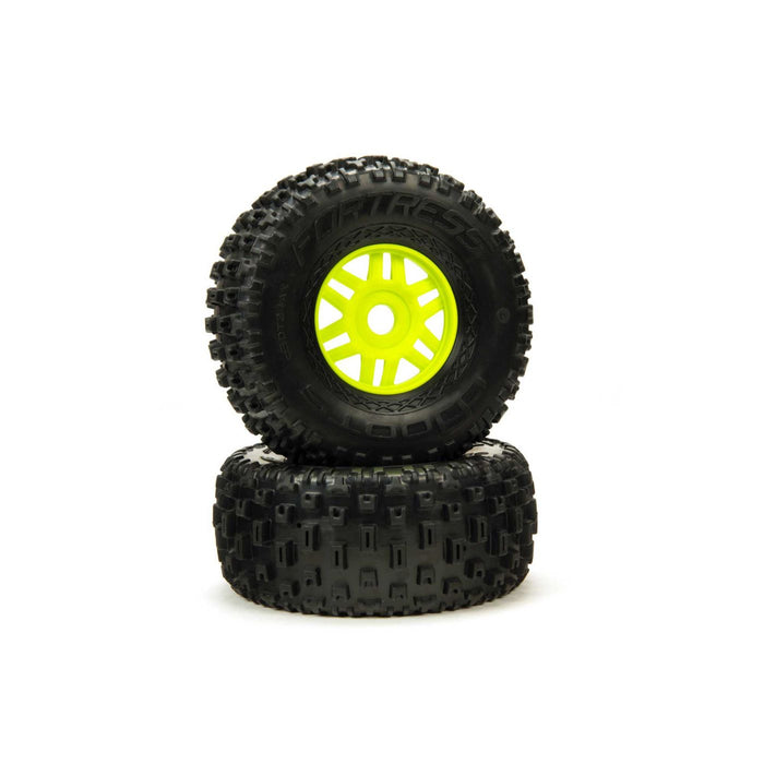dBoots Fortress Tyre Set Glued Green Wheel - 1 pr