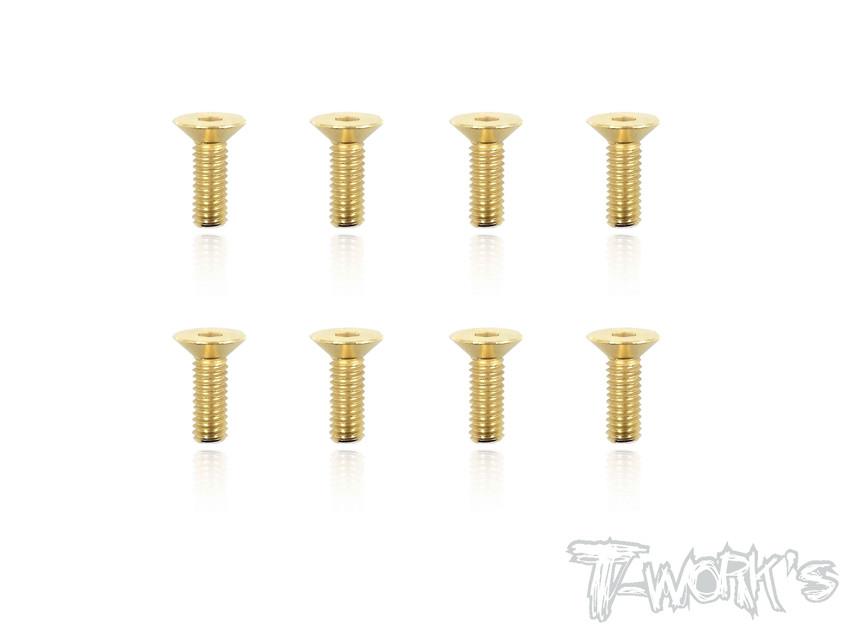 Gold Flat Head / Countersunk Screws M4 x 12mm - 8pcs
