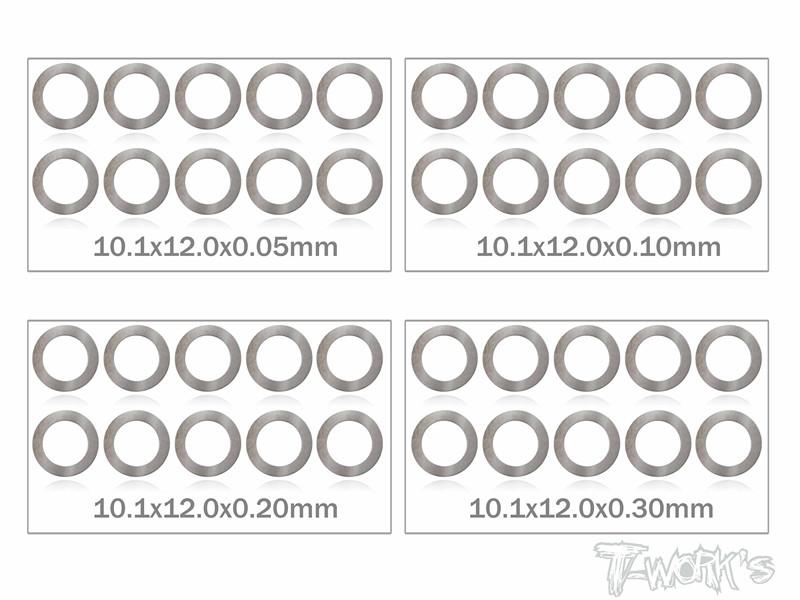 10mm Shim Washer Set - 10pcs each 0.05/0.1/0.2/0.3mm