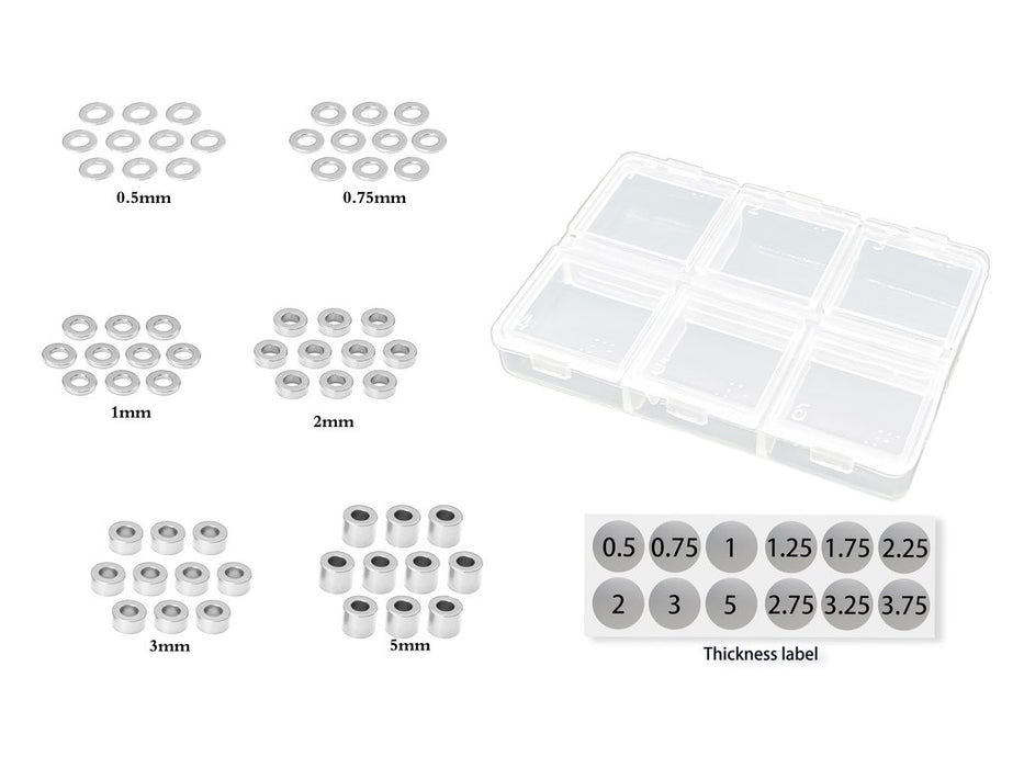 Alu 3mm Bore Washer Set Various Sizes - Silver