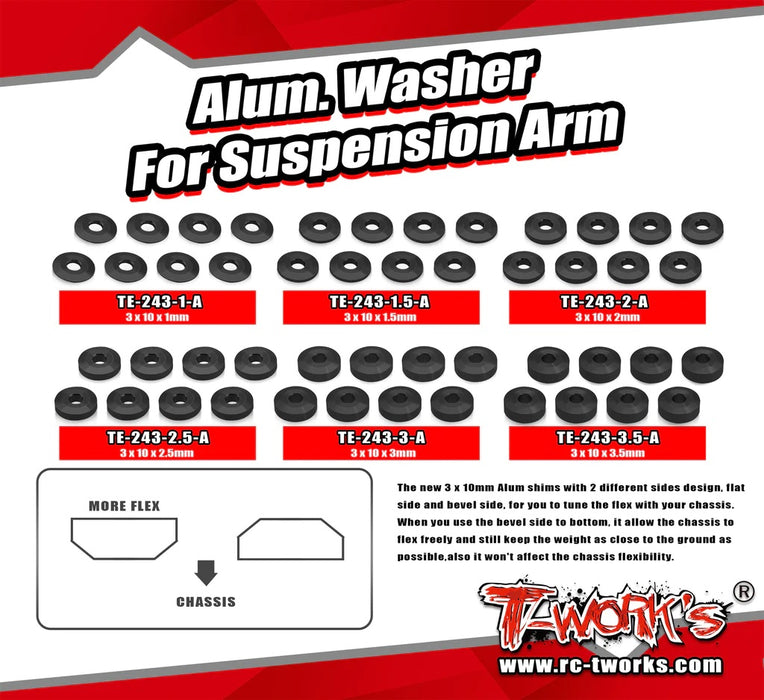 Alu Washer Set for Suspension Arm 3x10mm - 48pcs