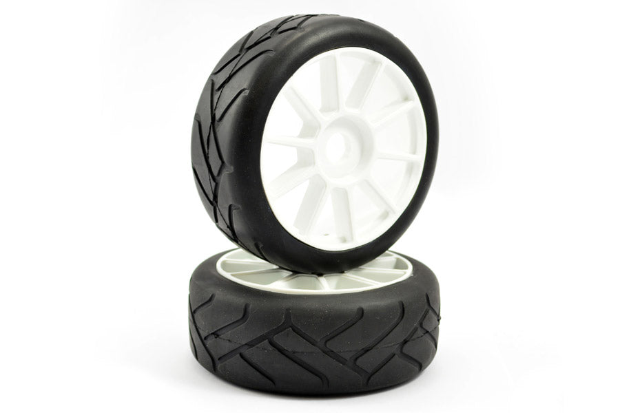 Grid Iron 10 Spoke White 1/8th On Road Premounted Wheels & Tyres