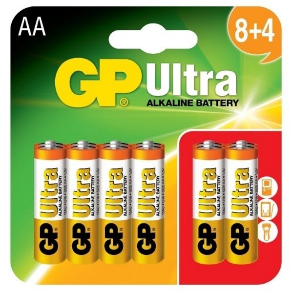 Ultra Alkaline Batteries AA 8 plus 4 free (12pack)