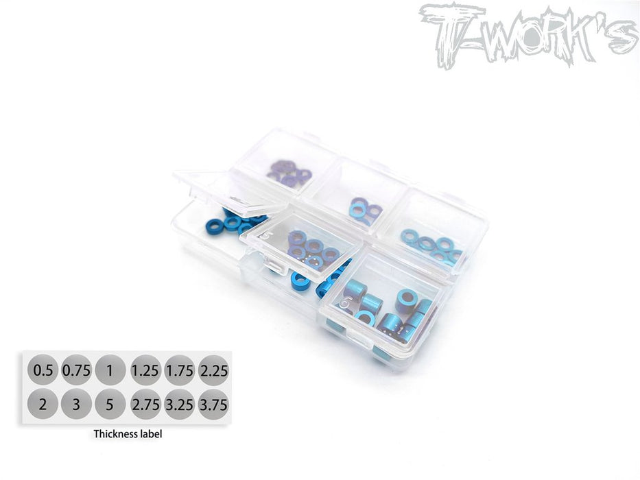 Alu 3mm Bore Washer Set Various Sizes - Tamiya Blue