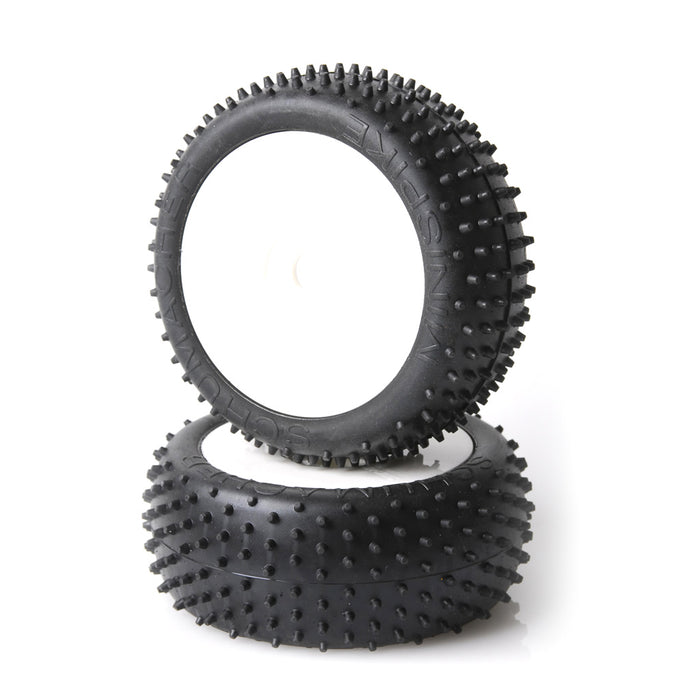 Mini Spike Silver Pre-glued 1/8th Buggy Tyres - 1pr