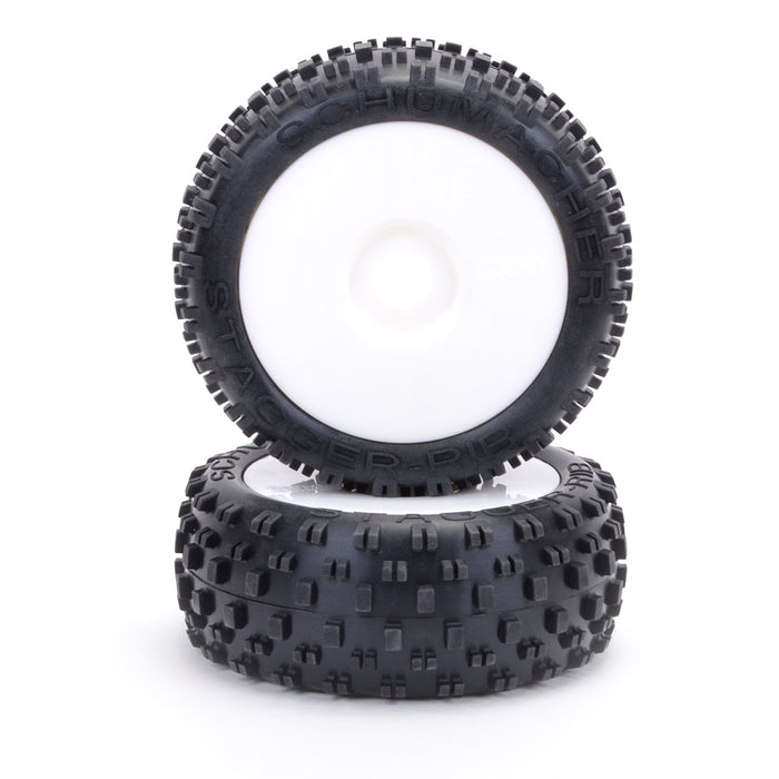 Stagger Rib Yellow Pre-glued 1/8th Buggy Tyres - 1pr